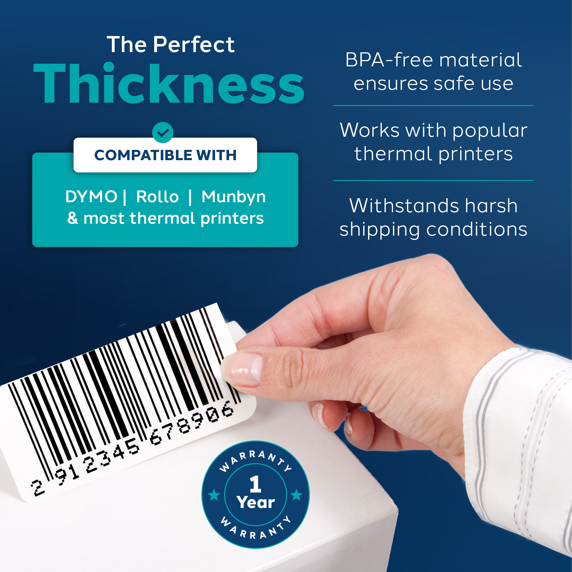 1 x 2 1/8" Thermal Label Rolls Compatible with Dymo - Image 3